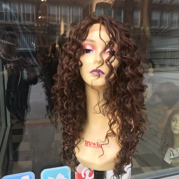 Copper brown Long Curly Lacefront Wig Swisslace